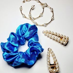 Hand made ocean blue scrunchie.
